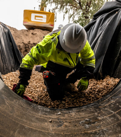 6,100 FL of storm drain; 32 drainage structures